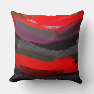 Coussin Rouge noir gris violet Abstrait peinture