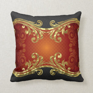 Coussin Rouge noir & or Tones Vintage Swils Design