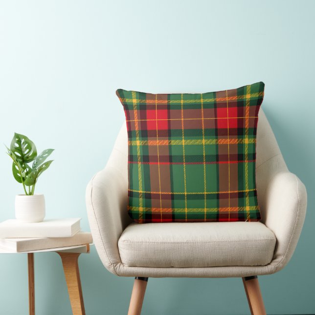 Coussin Rouge Or et Vert à Carreaux de Noël    (Chaise)
