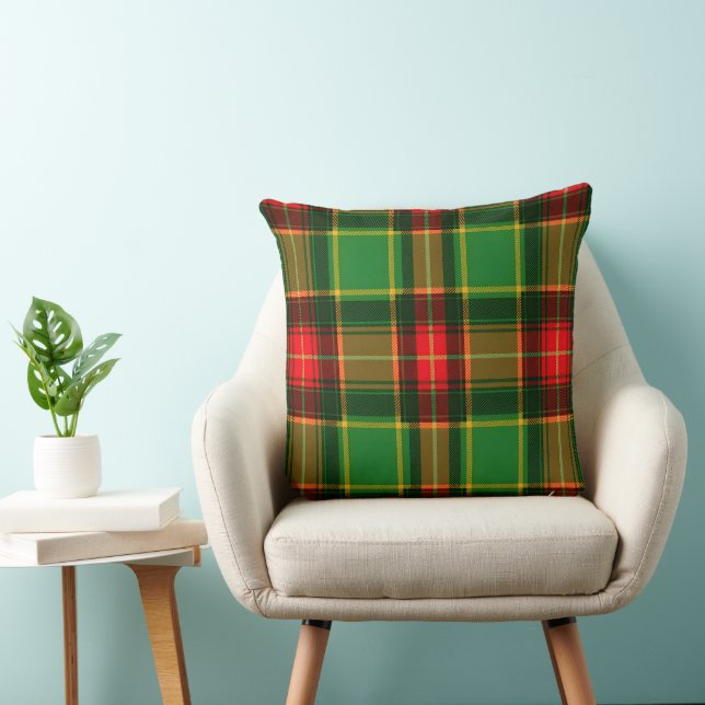 Coussin Rouge Or et Vert à Carreaux de Noël    (Chaise)