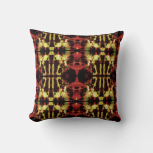 Coussin Rouge Or Tan Brown Vitrail Grandes mosaïques