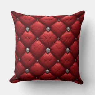 Coussin Rouge Profond Matelassé Détails Dimensionnels Rich