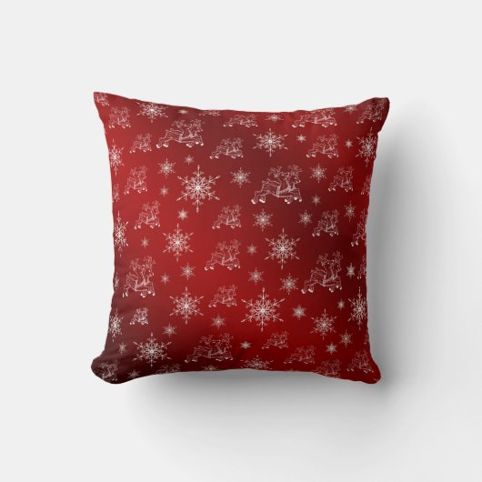 Coussin rouge, rennes, étoile, étoiles, flocon de neige, n (Recto)
