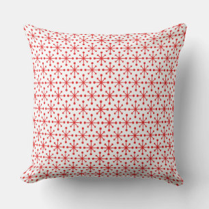 Coussin Rouge rétro 1950 sur Motif étoile blanc