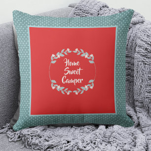 Coussin Rouge rétro et réversible Turquoise