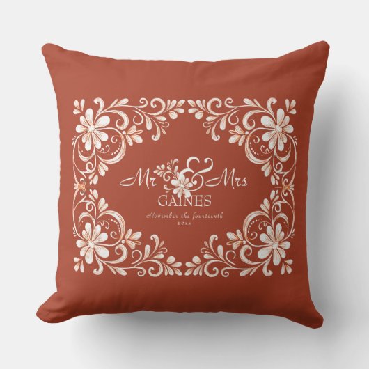 Coussin Rouge Romantique Rustique Shabby Chic Mariage M & (Recto)