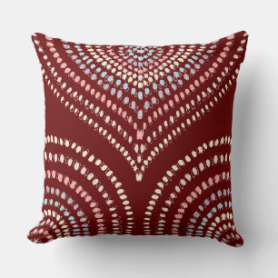 Coussin rouge rose jaune bleu Coeurs concentrés arc-en-cie