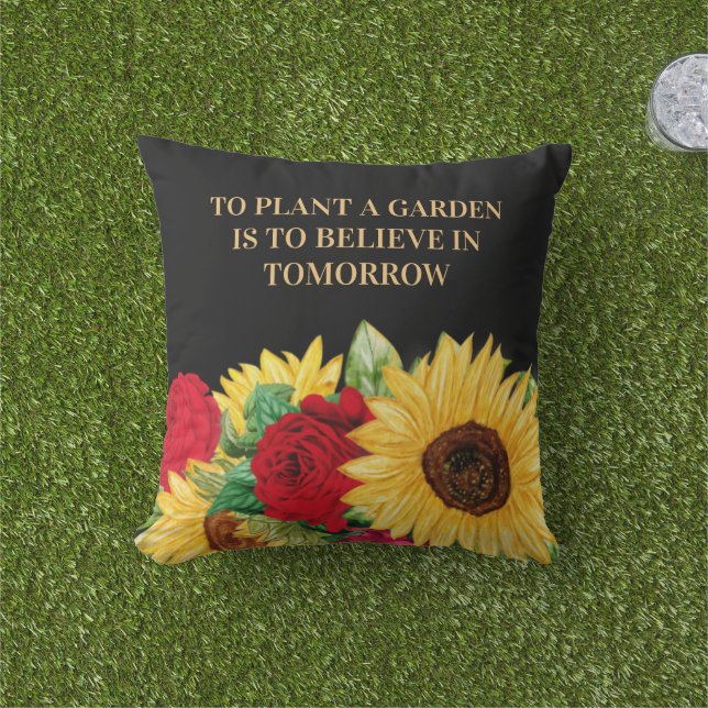 Coussin Rouge Rose Jaune Tournesol Noir Jardin Devis Outdo (Herbe)