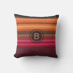 Coussin Rouge rose orange Brown gris rayures chics Monogra