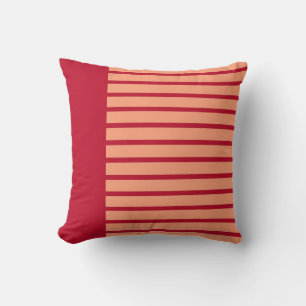 Coussin Rouge Rose Vintage Rayures Design Artistique Abstr