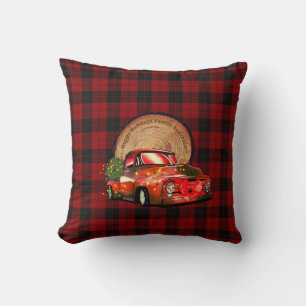 Coussin Rouge rustique Camion Xmas Décor Buffalo Plaid Rou
