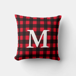 Coussin Rouge rustique et noir Lumberjack Style Plaid