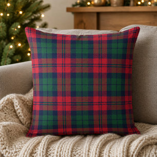 Coussin Rouge rustique Tartan écossais vert marine Noël