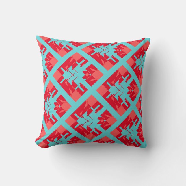 Coussin Rouge Shades Dark Aqua Diagonal Carrelage (Recto)