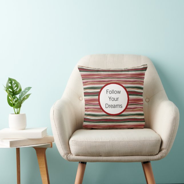 Coussin Rouge Vert Blush Blanc Or Rayures (Chaise)