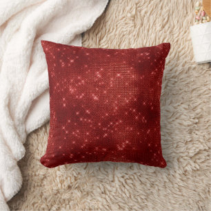 Coussin Rouge Vert Étincelle Noël