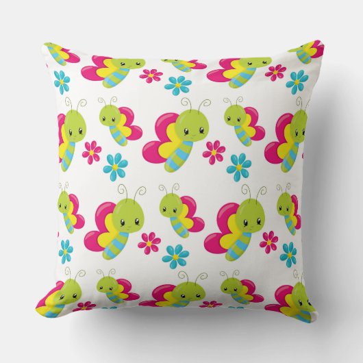 COUSSIN ROUGE VERT JAUNE BLEU BÉBÉS MIGNONS BUGS (Recto)