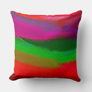 Coussin Rouge vert violet peinture Abstraite