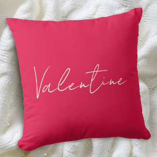 Coussin Rouge Vibrant Élégant Message Personnalisé Saint-V