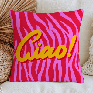 Coussin Rouge vibrant et motif imprimé zèbre rose Ciao !