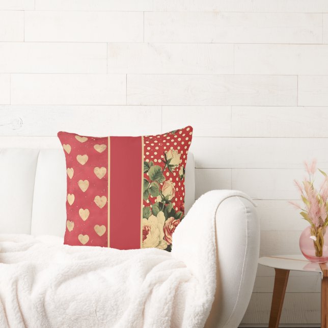 Coussin Rouge Vintage Shabby Chic (Canapé)