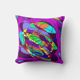 Coussin Rouge violet bleu citron noir design
