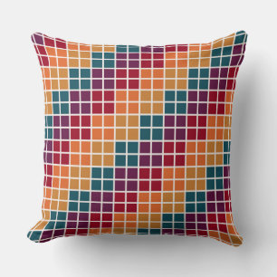 COUSSIN ROUGE VIOLET SARCELLE ORANGE JAUNE CUBES D'AUTOMNE