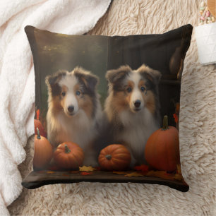 Coussin Rough Collie chiot Automne Délice Citrouille 