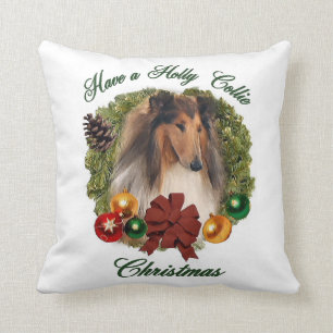Coussin Rough Collie Noël