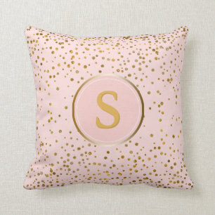 Coussin Rougissent l'initiale rose de monogramme des