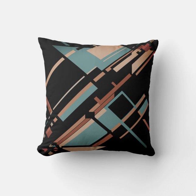 Coussin Rouille Brun-vert clair sur diagonale abstraite no (Recto)