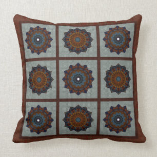 Coussin Rouille et étoiles bleues
