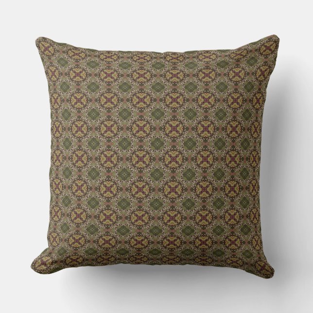 Coussin Rouille et Patern vert (Recto)