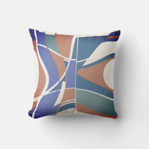 Coussin Rouille Violet Bleu Turquoise Blanc Fléchissement