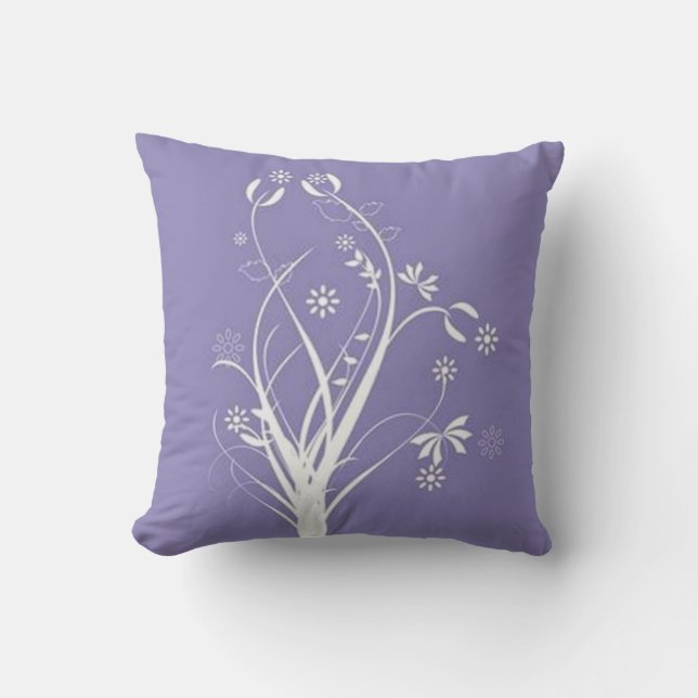 Coussin Rouleaux avec des fleurs sur la terre pourpre - (Recto)