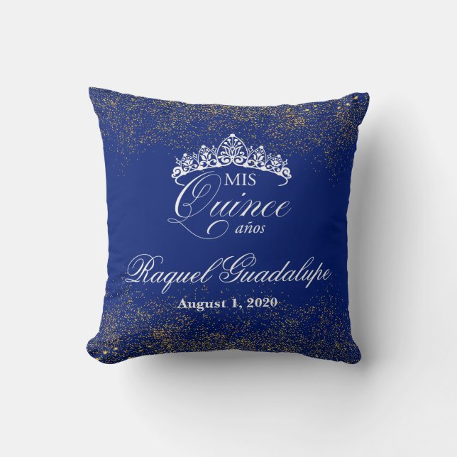 Coussin Royal bleu & Gold Parties scintillant Mis XV Couss (Recto)