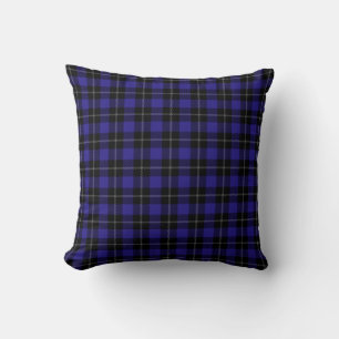 Coussin Royal Blue Black Plaid