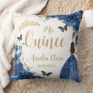 Coussin Royal Blue Floral Princess Gold Quinceañera