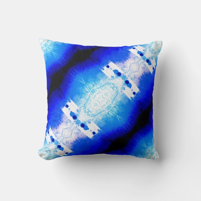 Coussin Royal Blue White Diagonal Mosaïques méditerranéenn (Recto)