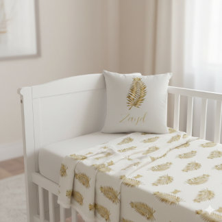 Coussin Royal Gold Palm & Crown Custom Reversible Baby Pil