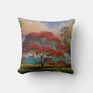 Coussin Royal Poinciana Tree & Boat par Mazz