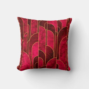 Coussin Royal Red and Gold Art Déco Motif