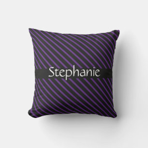 Coussin Royal violet noir blanc Nom personnalisé Grilles