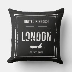 Coussin Royaume-Uni Londres 25 déc 2020 noir et blanc