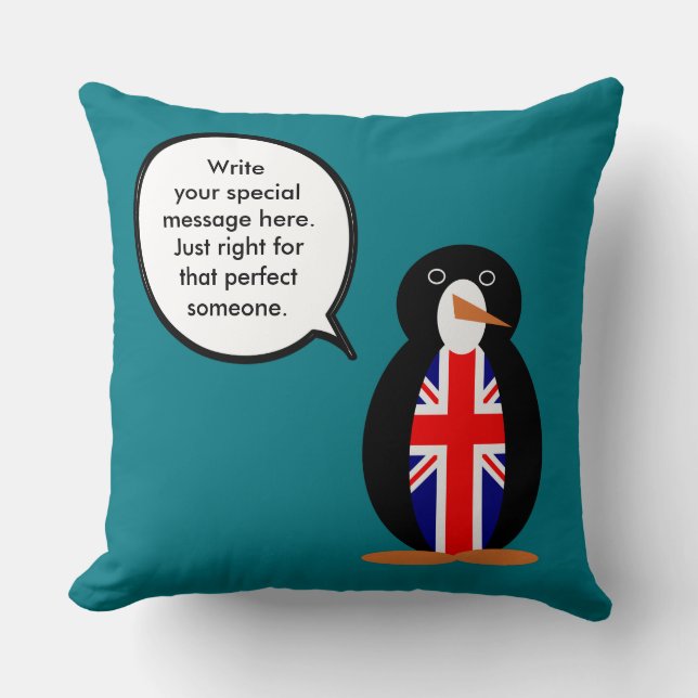 Coussin Royaume-Uni Mme Pingouin qui parle (Recto)