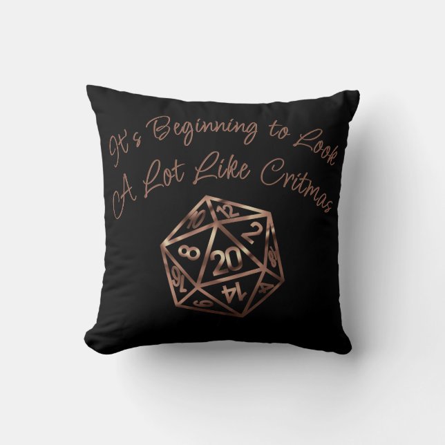 Coussin RPG Critmas | Blue Retro Tabletop Role Player Dice (Recto)