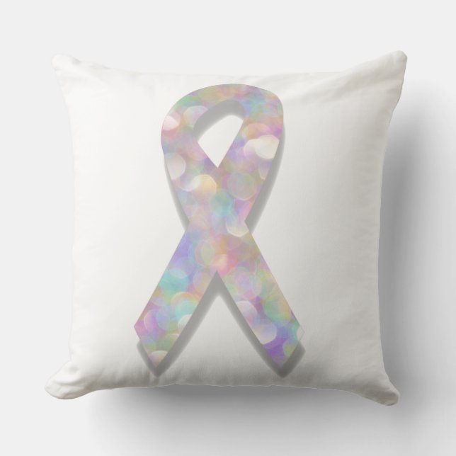 Coussin ruban de cancer du poumon perlé (Recto)