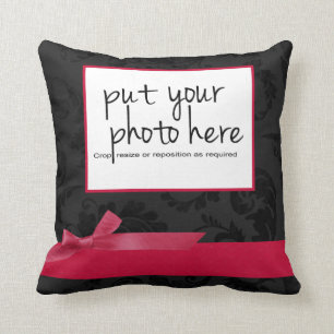 Coussin Ruban de roses indien et photo floraux noirs d'arc