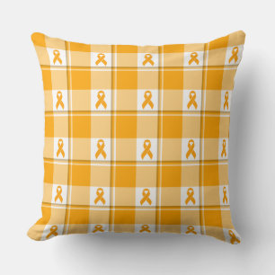 Coussin Ruban orange à carreaux de sensibilisation à la le