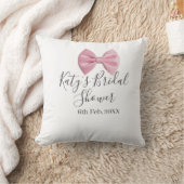 Coussin ruban rose pastel élégant mariage nom date (Couverture)
